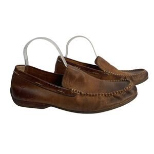 FRYE Lewis Venetian Shoes Men Size‎ 9.5 Brown Leather Loafers Slip On Moccasin